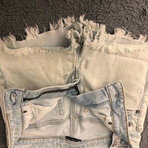 Light Blue Distressed Denim Shorts